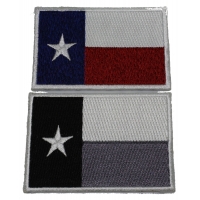 Set of 2 Texas Flag Patches Monochrome and Rusty Colors