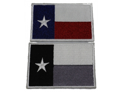 Set of 2 Texas Flag Patches Monochrome and Rusty Colors