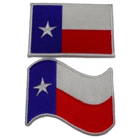 Set of 2 Texas Flag Patches with White Borders