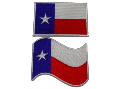 Set of 2 Texas Flag Patches with White Borders