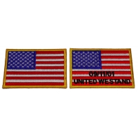 Set of 2 Yellow Border American Flag Patches in memory of Sept 11 2001