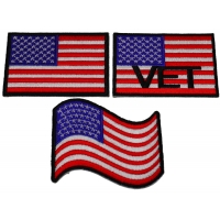 Set of 3 Black Bordered American Flag Patches