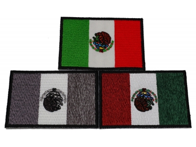 Set of 3 Mexican Flag Patches in different colors