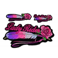 Set of 3 Pink Feathers Patches for Lady Riders