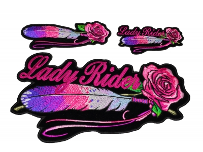 Set of 3 Pink Feathers Patches for Lady Riders