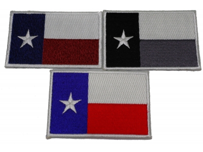 Set of 3 Texas Flag Patches in different Colors