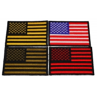 Set of 4 Black Bordered US Flag Patches in Different Colors