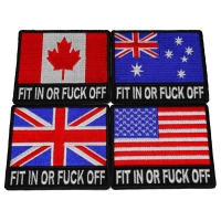 Set of 4 Fit in Or Fuck Off Flag Patches