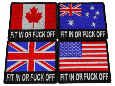 Set of 4 Fit in Or Fuck Off Flag Patches