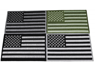 Set of 4 Monochrome American Flag Patches 5 inches