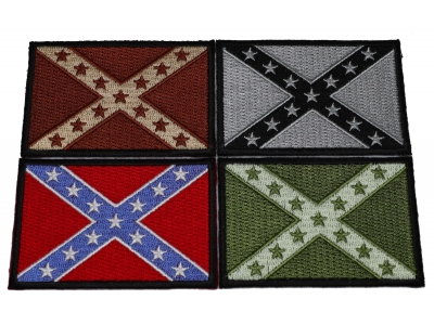 Set of 4 Rebel Flag Patches in Different Colors