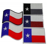 Set of 5 Texas Flag Patches Waving and Rectangular