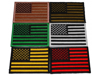 Set of 6 American Flag Patches in different Colors