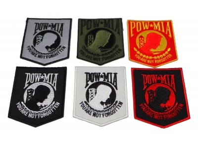 Set of 6 Different Color POW MIA Patches - Prisoners of War Missing in Action