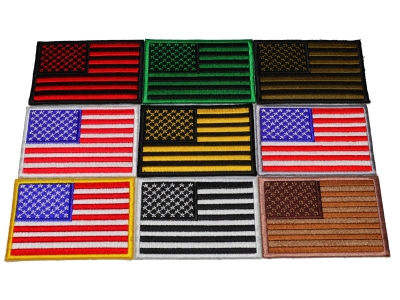 Set of 9 American Flag Patches in Different Color Combinations