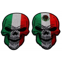 Skull Patches with Mexican and Italian Flags