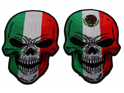Skull Patches with Mexican and Italian Flags