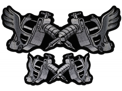 Tattoo Guns Patches Small and Large Set with and without wings