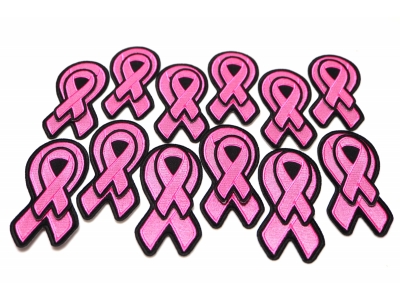 Two Dozen Pink Ribbon Patches in Bulk - 12 of each size