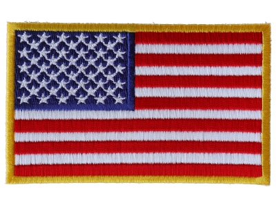 Us Flag Patch 4 Inch Yellow Border | Embroidered Patches