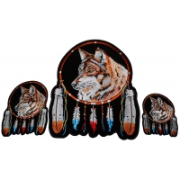 Wolf with Feathers Small Medium and Large Set of 3 Patches