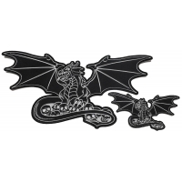 Black Dragon and Skulls Patches -2 Pack Small and Large