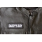 Daddy's Boy Patch - 4x1.5 inch - Embroidered Iron on Patch shown on leather vest