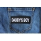 Daddy's Boy Patch shown on jeans