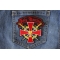 Holy Warrior Patch shown on jeans