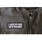 I love my Dad He is the Best Patch - 4x1.5 inch - Embroidered Iron on Patch shown on leather vest