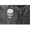Reflective Skull Patch, Biker Skull Patches shown on leather vest