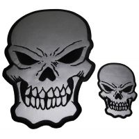 Reflective Skull Patches 2 Pack Small and Large