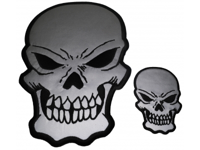 Reflective Skull Patches 2 Pack Small and Large