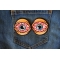 Bloodshot Eyes Funny Iron on Patch shown on jeans