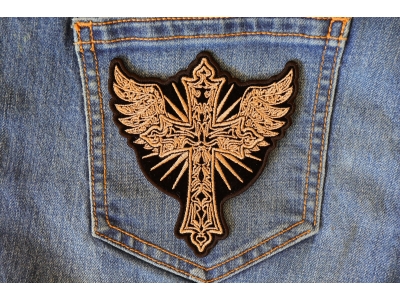 Christian Cross with Wings Patch