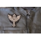 Christian Cross with Wings Patch - 3.8x4.2 inch - Embroidered Iron on Patch shown on leather vest