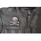 Gray Skull and Cross Bones Patch, Biker Skull Patches shown on leather vest