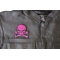 Pink Skull and Cross Bones Patch, Biker Skull Patches shown on leather vest