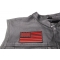 Black And Red American Flag Patch 4 Inch | US Military Veteran Patches Black and Red American Flag Patch 4 Inch - 4x2.5 inch. Embroidered Iron on Patch shown on leather vest