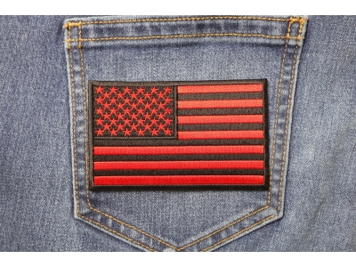 Black And Red American Flag Patch 4 Inch | US Military Veteran Patches