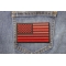 Black And Red American Flag Patch 4 Inch | US Military Veteran Patches Black and Red American Flag Patch 4 Inch shown on jeans
