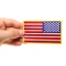 Reversed US Flag Patch 4 Inch Yellow Border | Embroidered Patches Reversed US Flag Patch 4 Inch Yellow Border shown on hand for size comparison