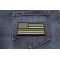 Subdued Green Stripe American Flag Patch | US Army Military Veteran Patches Subdued Green Stripe American Flag Patch shown on jeans