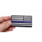 Thin Blue Line American Flag Reversed Patch | Embroidered Patches Thin Blue Line American Flag Reversed Patch shown on hand for size comparison