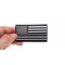 Thin Silver Line American Flag For Corrections | Embroidered Patches Thin Silver Line American Flag For Corrections shown on hand for size comparison