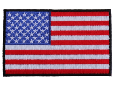 IRON-ON US flag 3.5" stars left black/gray orange line  patch rescue LANCE-H-EPJ