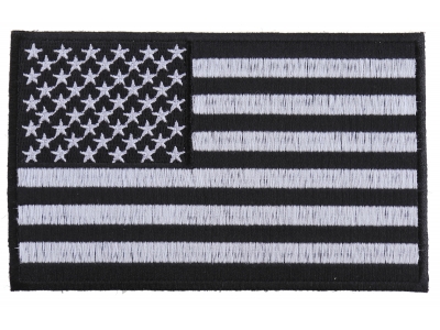Black and White American Flag Patch with Black Borders