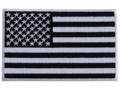Black and White American Flag Patch with White Borders