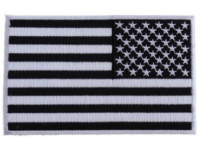 Black and White American REVERSED Flag Patch with White Borders