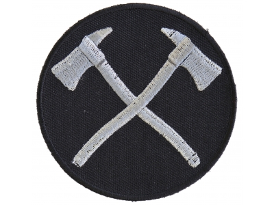 Crossed Firefighter Axes In Silver Patch | Embroidered Patches